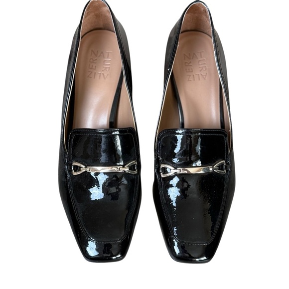Naturalizer Womens Wynrie Horse Bit Loafer Black Patent Size 8.5M Block Heel - Picture 1 of 10